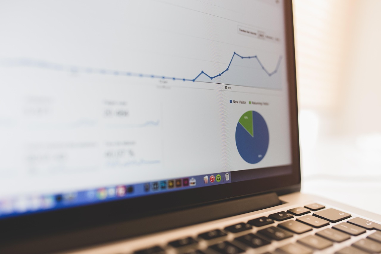 Business chart and computer summary screen