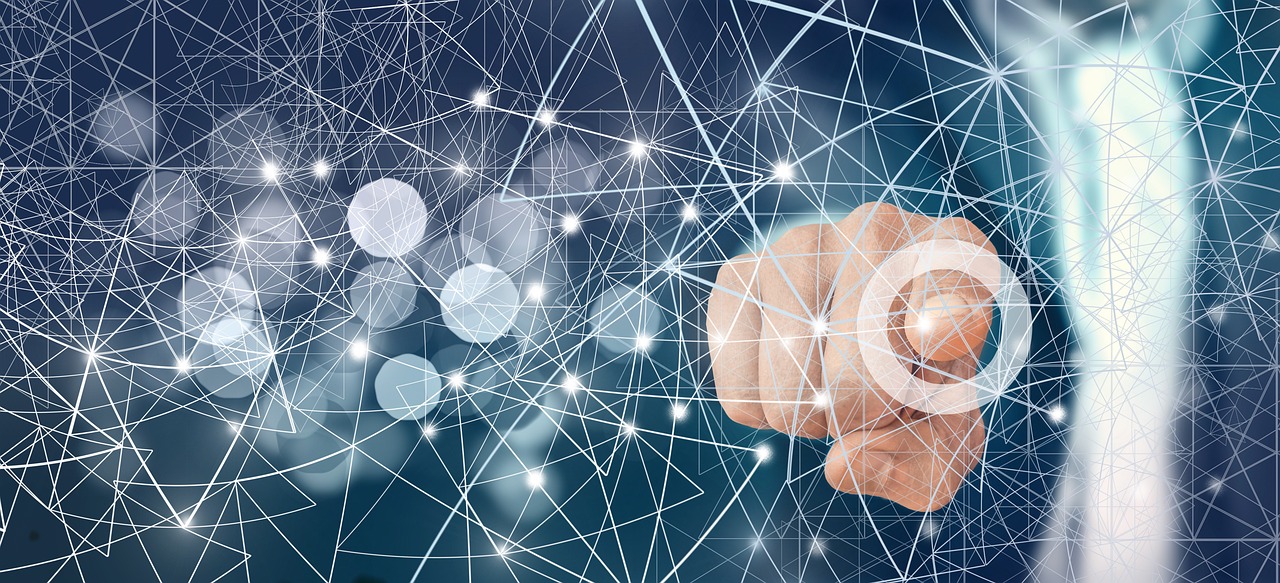 Hand interacting with digital transformation interface